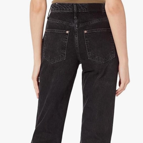 Free People Black Straight Leg Jeans with Button Fly - Picture 7 of 8